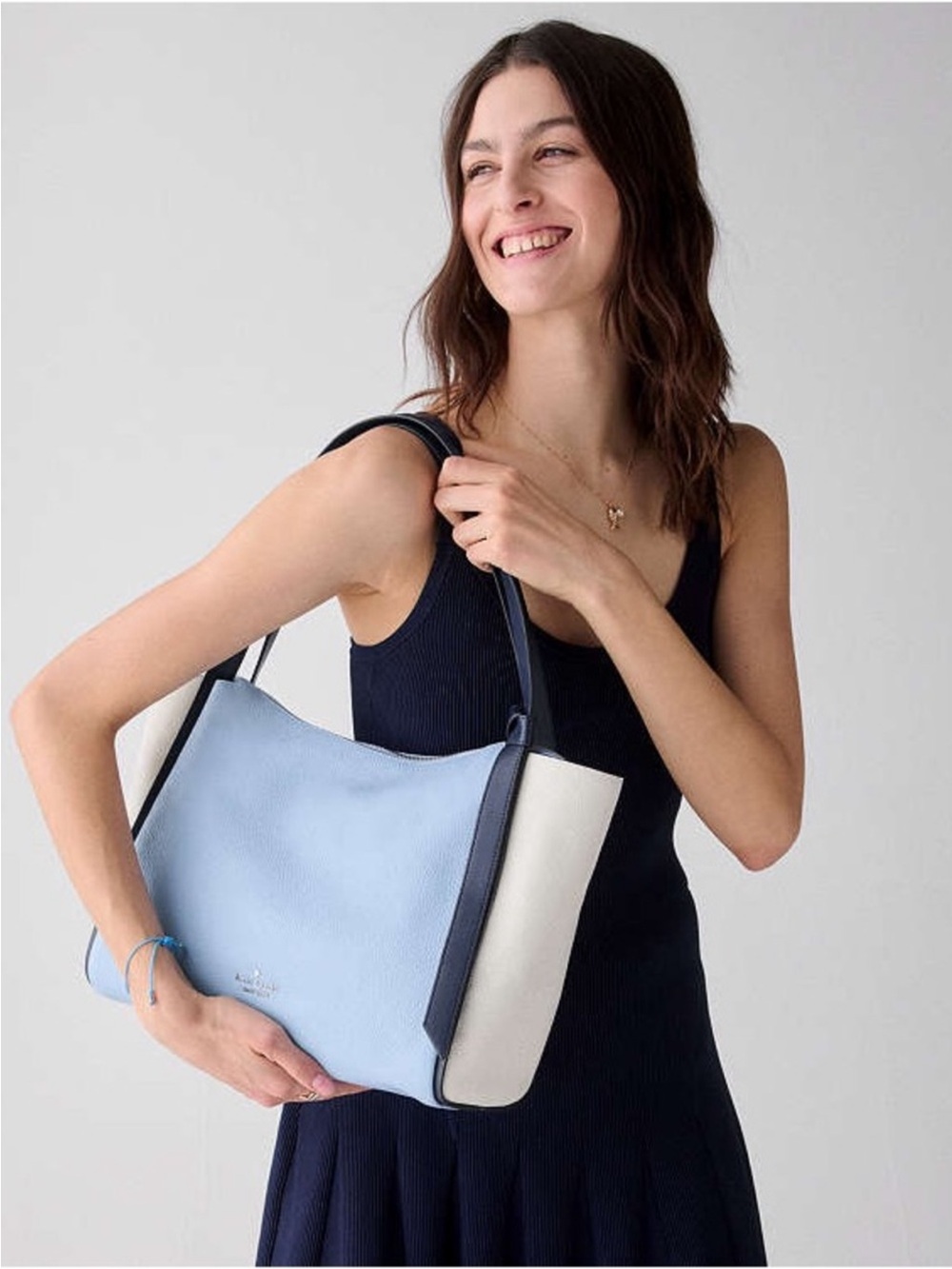 ♠️Kate Spade Knott Colorblock Pebbled Leather Large Tote Bag, North Star NEW NWT - Picture 4 of 4